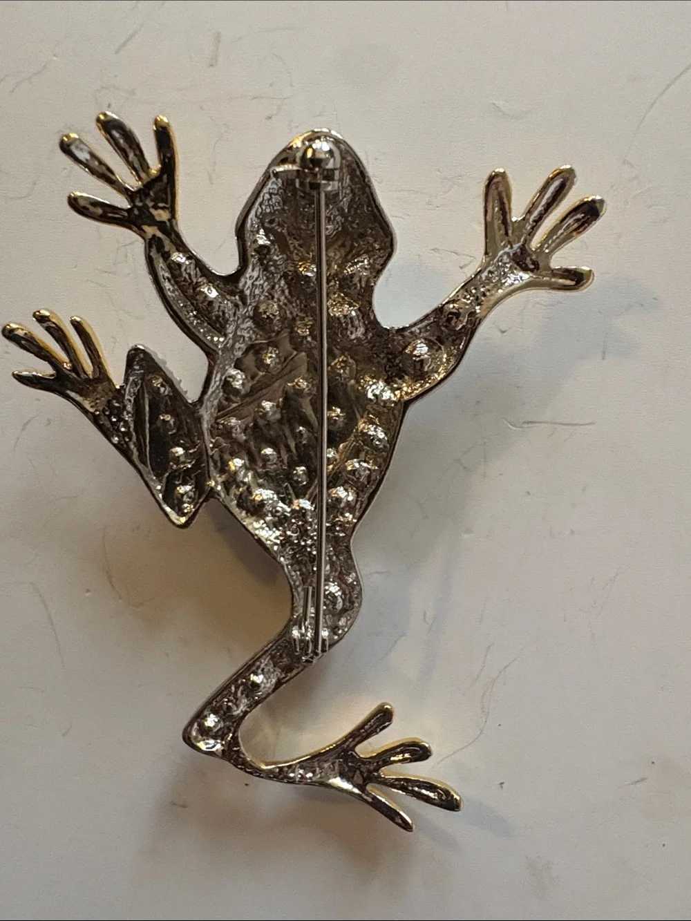 Crystal-Encrusted Frog Brooch in Gold and Silver - Brand